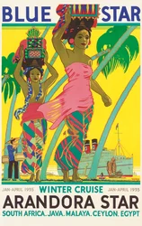 Cartaz publicitário do navio de cruzeiro &39;Arandora Star&39;, da companhia marítima Blue Star Line