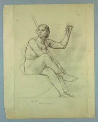 Law, Nude Study for "Contemplative Spirit of the East", Lunette in East Grand Staircase, Minnesota State Capitol, Saint Paul, MN