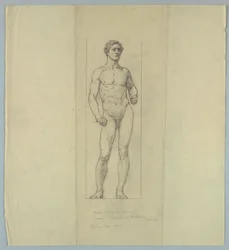 Nude Estudo para Figura de "Coragem", Janela Memorial para Jacob Dolson Cox, Oberlin College