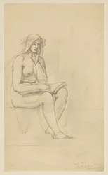 Estudo nu para "The Contemplative Life" para Lunette no prédio da administração, Oberlin College, Oberlin, OH
