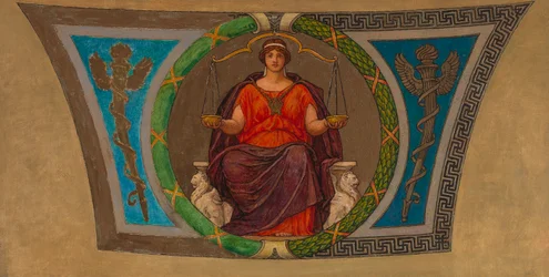 Esboço para mosaico, Capital do Estado do Wisconsin, "Justiça"