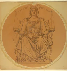 Estudo para "Justiça", Lunette em Hudson County Courthouse, Jersey City, NJ