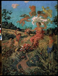 "Fete champetre, ete" (Festival do campo, verão) Pintura de Ker-Xavier (Ker Xavier) Roussel (1867-1944) 1911-1913 Nabis Moscovo, Museu Pushkin