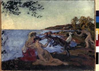 Motivo mitológico. Pintura de Ker Xavier Roussel (1867-1944), cerca de 1903. Óleo sobre papelão. Nabis. Tamanho: 47x62cm. Museu Hermitage, São Petersburgo (São Petersburgo)
