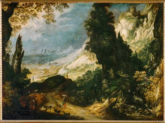 Paisagem de montanha (pintura sobre tela)