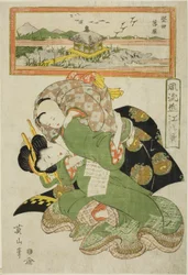 Na vanguarda (Katata Rakugan), da série ``Fashio na be English views of you (Furyu Omi Hakkei)