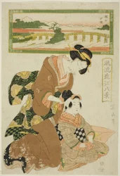 Evening Glow at Seta (Seta sekisho), da série "Fashionable Eight Views of Omi (Furyu Omi hakkei)"