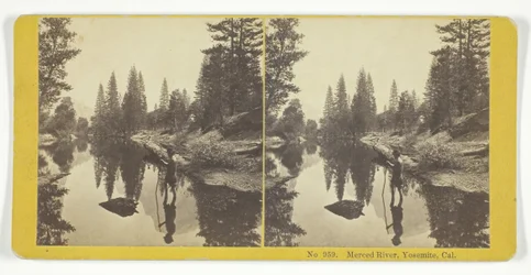 Merced River, Yosemite, Cal., 185575. Criadores: Irmãos Kilburn, BW Kilburn.