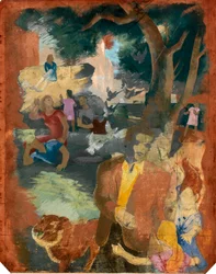Scenes of New York--Central Park (estudo mural, Estação Postal de Madison Square, Nova Iorque)
