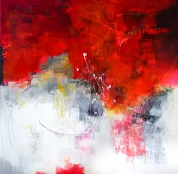 Abstrato Dinâmico em Vermelho e Branco