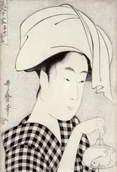 Uma casa de chá em Ryogoku, da série &39;Bijin juyo&39; (Dez Figuras Femininas) c.1797 (xilogravura)
