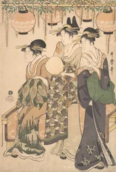 Courtesans Beneath a Wisteria Arbor..., ca. 1795.