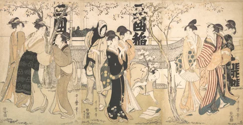 Exposição de tesouros no santuário de Mimeguri, Mimeguri jinja no onkaicho, 1799.