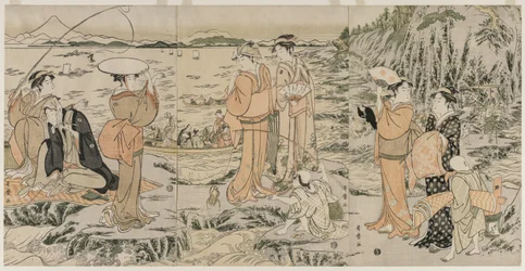 Pesca na rocha da tábua de cortar em Enoshima, início dos anos 1790.