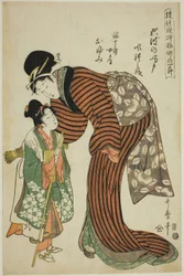 Oyumi, a mulher de Ginjuro, da peça "Whirlpools of Awa" (Awa no naruto, Ginjuro nyobo Oyumi), da série "Bamboo Nodes in Puppet Theater Designs (Ayatsuri moyo take no hitofushi)"