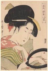 Espelho, da série “Eight Views of Tea-stalls in Celebrated Places” (“Meisho koshikake hakkei”)