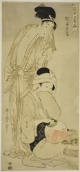Mãe e filho ao entardecer (Oyako yugure), da série "Three Evening Pleasure of the Floating World (Ukiyo san seki)"