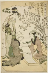 Nº 1 (ichi), da série "Mulheres engajadas na indústria da sericultura (Joshoku kaiko tewaza-gusa)"