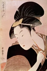 Retrato de Mulher estampa japonesa de Utamaro Kitagawa (1753-1806)