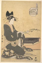 A oiran Hanaogi de Ogiya, da série «Seis Rios de Joias» (Mutamagawa)