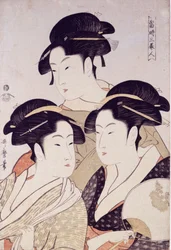 Toji san bijin (Three Beauties of the Present Day)From Bijin-ga (Pictures of Beautiful Women), publicado por Tsutaya Juzaburo