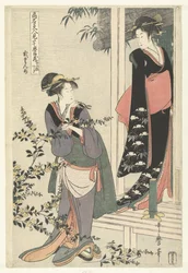 Duas mulheres por um arbusto de yamabuki florido: o segundo acto.
Nidanme (título sobre o objecto)
Paródia de Chushingura por belezas reconhecidas. (título da série)
Komei bijin mitate Chushingura (título da série sobre o objecto)