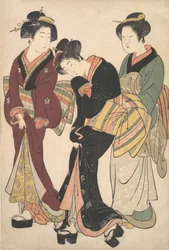 Duas gueixas e uma criada, ca. 1790.