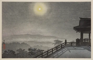 Cool Moon Evening at Kiyomizudo in the Eastern Capital (T?to Kiyomizud? hiya tsukiyo) (impressão em bloco de madeira colorida)