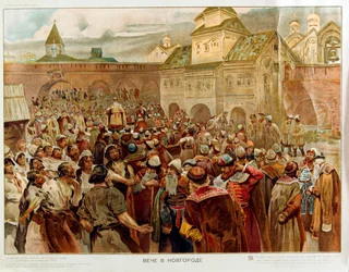 Novgorod - A Idade na República de Novgorod (1136-1478) - Oeuvre de Lebedev, Klavdi Vasilyevich (1852-1916)