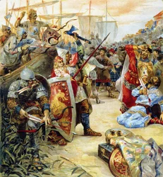 A morte de Askold e Dir, senhores de Kiev em 882, quando a cidade foi tomada por Oleg, o Sábio