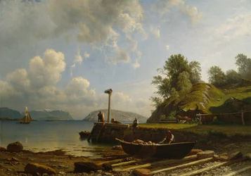 Paisagem costeira com casas