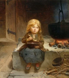 Menina, sala de fogo aberta