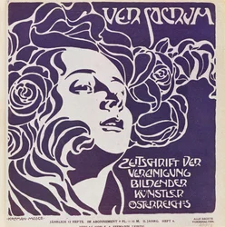 Capa do 4º número de 1899 de Ver Sacrum, a revista dos artistas do movimento Art Nouveau Sezession ...