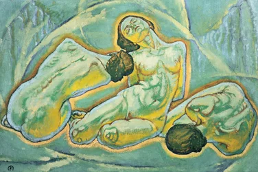 Drei kauernde Frauen - Três mulheres agachadas ... (pintura sobre tela)