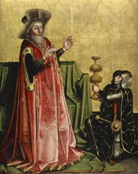 Abischai antes de David do Retábulo de Heilspiegel, c.1435 (mídia mista no painel de carvalho)