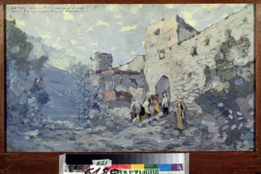 Cenário para a ópera Le Demon de Anton Rubinstein (1829-1894) (Cenografia para a ópera O Demônio de A. Rubinstein). Obra de Konstantin Alexeyevich Korovin (Constantin Korovin) (1861-1939), têmpera sobre papelão