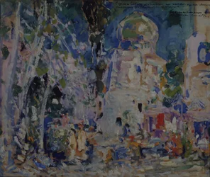 Cenografia para o balé The Scarlet Pimpernel de F. Hartman, 1911