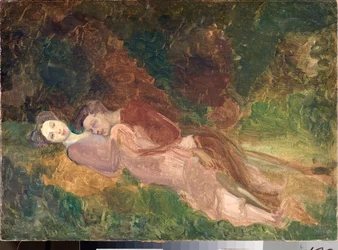 Amantes (Amantes) - Pintura de Konstantin (Konstantin) Andreevich Somov (1869-1939), óleo sobre tela