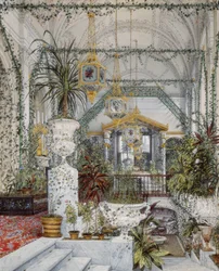 Interiores do Palácio de inverno. O jardim de inverno da imperatriz Alexandra Fyodorovna, 1860