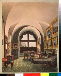 O Pequeno Estudo do Imperador Nicolau I no Palácio de Inverno em São Petersburgo - Trabalho Konstantin Andreyevich Ukhtomsky (Constantin Oukhtomsky) (1818 -1881), aqua