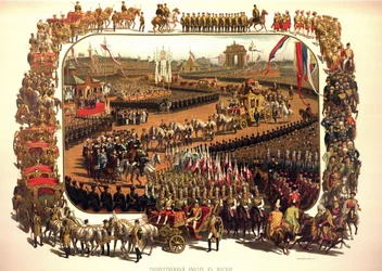 Álbum da coroação do czar Alexandre III da Rússia (1845-1894) e da imperatriz Maria Feodorovna (Dagmar da Dinamarca) (1847-1928) - A entrada cerimonial de Alexandre III em Moscovo (do Álbum da Coroação)