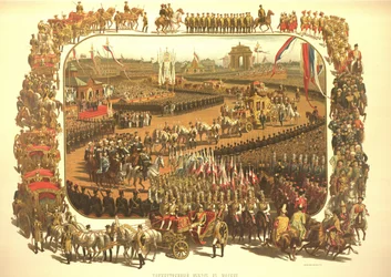 A entrada cerimonial de Alexandre III em Moscovo, do Álbum da Coroação, 1883
