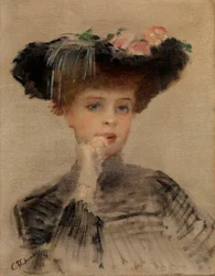 Mode Belle Epoque : ""La Parisienne"" - Pintura de Konstantin Yegorovich Makovsky (Constantin Makovski) (1839-1915)