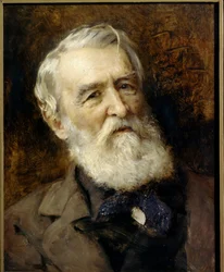 Retrato do escritor Dmitri Grigorovich (1822-1899), escritor russo. (Retrato do autor Dmitry Grigorovich) Pintura de Konstantin Yegorovich Makovsky (Constantin Makovsky) (1839-1915). Óleo sobre tela. São Petersburgo, Museum State Russian Museum