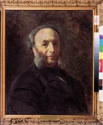 Retrato du peintre Ivan Aivazovsky (Aivazovsky) (1817-1900). (Retrato do Artista Ivan Aivazovsky). Pintura de Konstantin Yegorovich Makovsky (Constantin Makovski) (1839-1915), huile sur toile