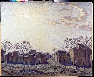 ""O sol" (O sol) Paisagem banhada pelos raios do sol - Pintura de Konstantin Fyodorovich Bogayevsky (Constantin Bogaievsky) (1872-1943) 1906 Dim 111x138 cm Galeria de Arte Regional, Vologda