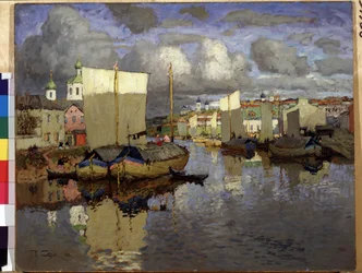 "Pskov" Peinture de Konstantin (Constantin) Gorbatov (1876-1945) 1919 Museu Estatal da Rússia, São Petersburgo