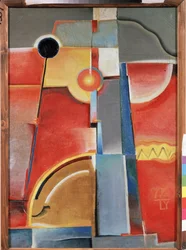 Construindo cores. (Construção Colorida). Pintura de Konstantin Konstantinovich Medunetsky Medunetsky (Medunetsky, Medunetsky) (1899-1935), óleo sobre tela