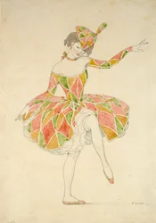Desenho para o Traje de Anna Pavlova de Columbine em 