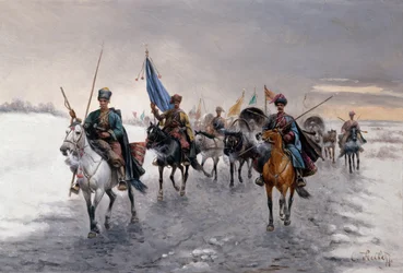 Um transporte de ouro na Sibéria (óleo sobre tela)